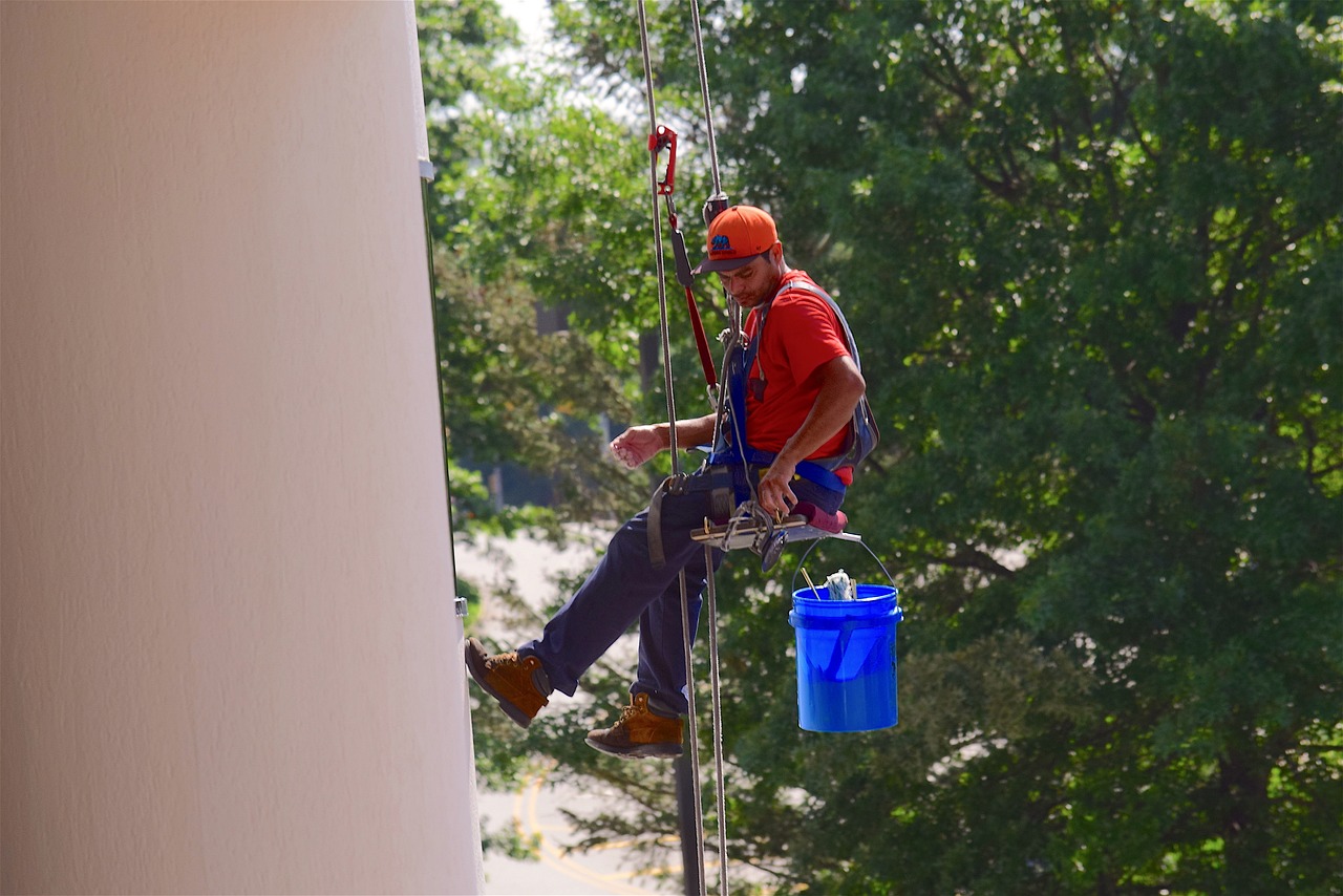 window washer, man, washer